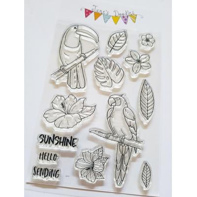 Jane's Doodles Clear Stamps - Tropical Birds